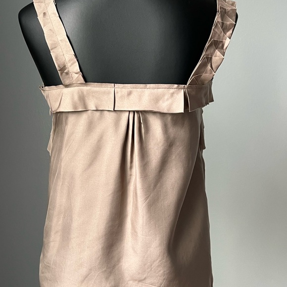 J. Crew Ruffled taupe brown silk pleated ruffle tank blouse - Picture 4 of 5